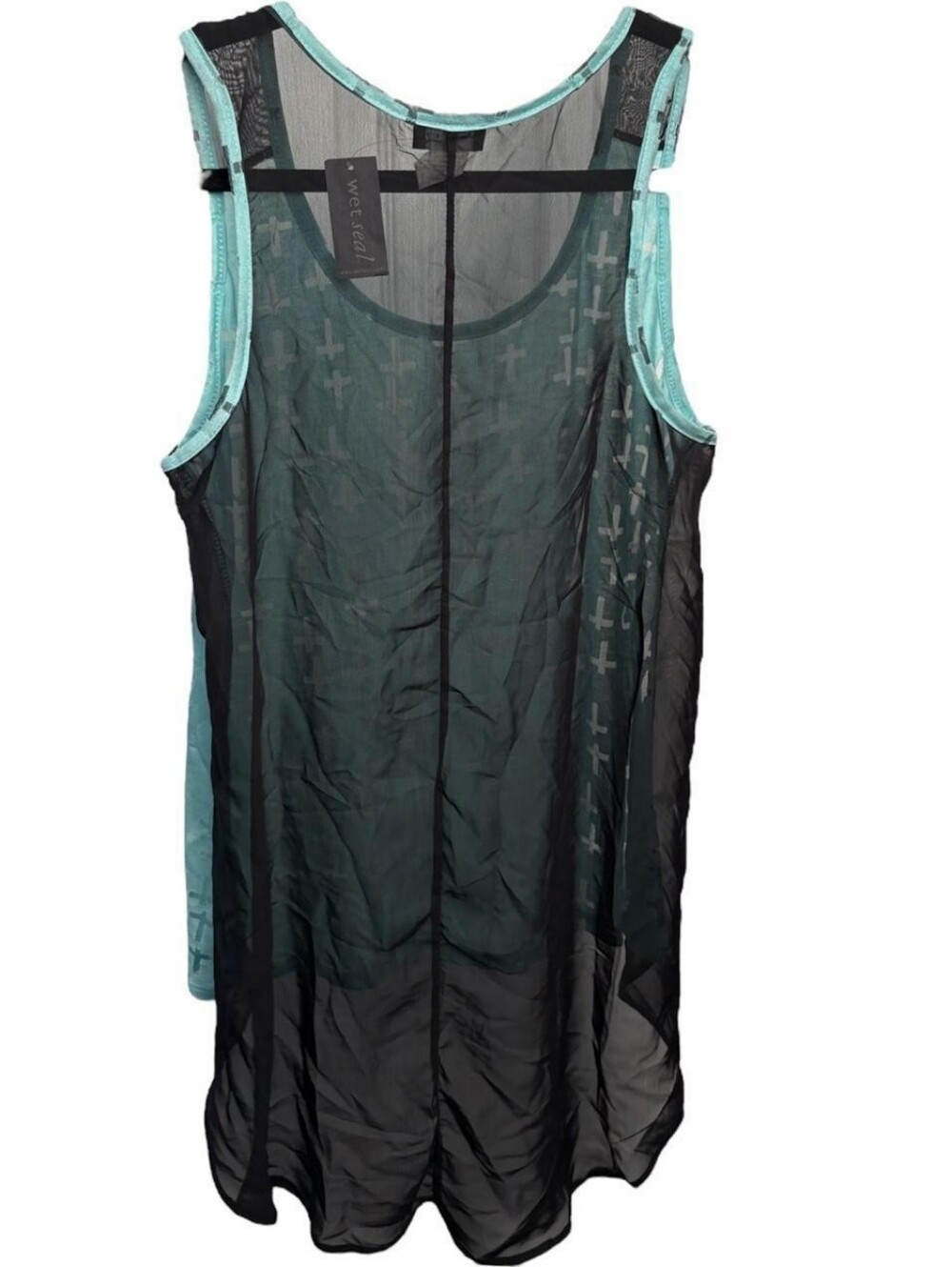 wet seal teal cross design tank top - Picture 2 of 2